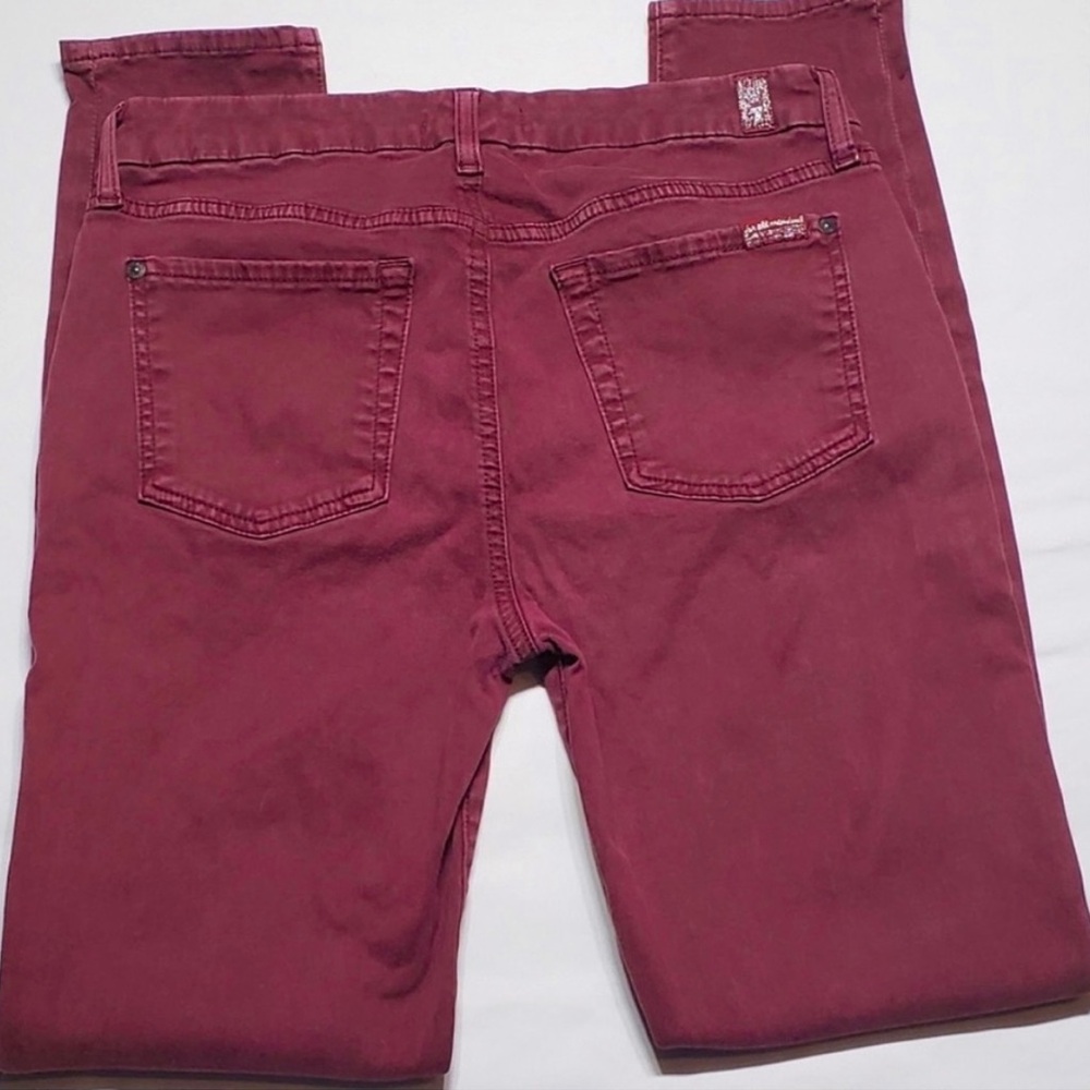 7FAM maroon skinny jeans